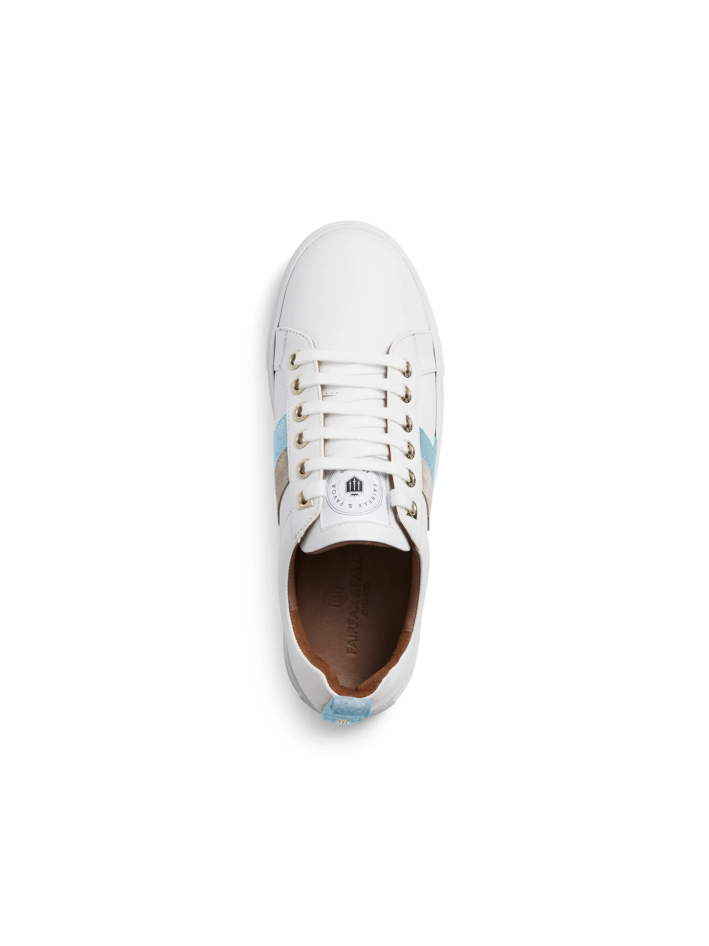 Alexandra - White Leather - Sky Blue & Stone - Image 4